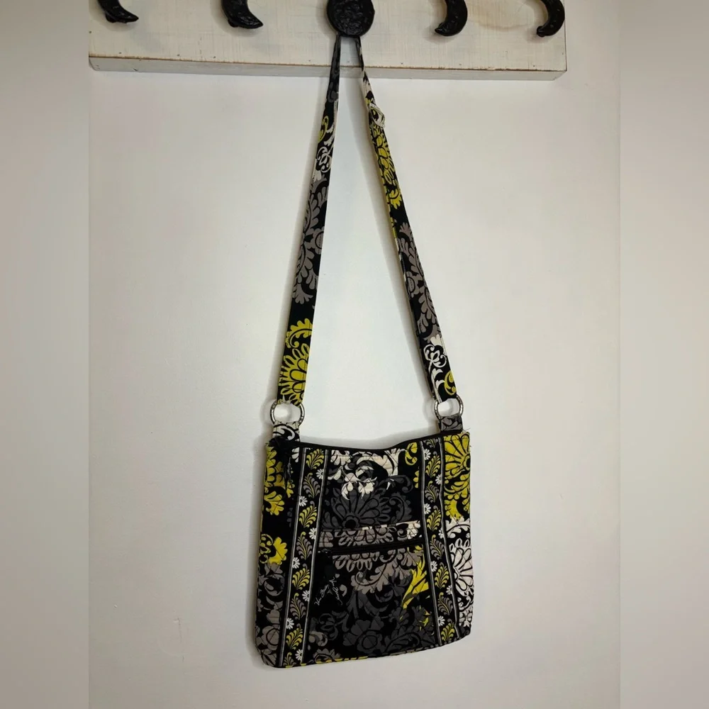Vera Bradley Black Gray Yellow Floral Backpack & Crossbody Set